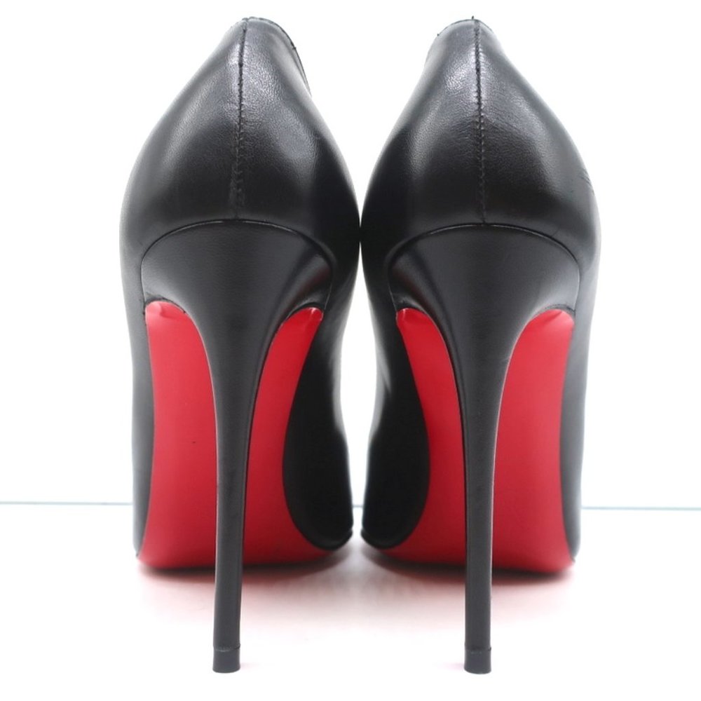 CHRISTIAN LOUBOUTIN ELOISE 100 PUMPS BLACK LEATHER SIZE 36 ALMOND TOE HEELS - Picture 8 of 11